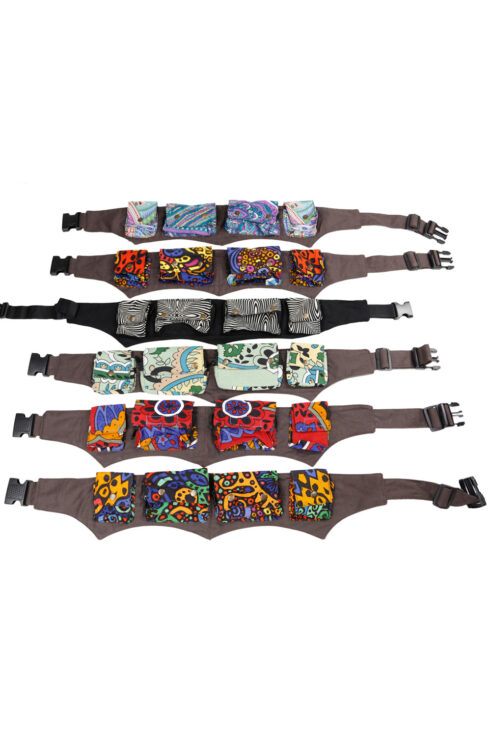 Festival belt bag - four pouch utility belt with hidden zippered stash pockets