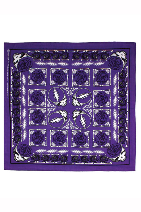 Grateful Dead bandana - Purple Steal Your Face / Roses kerchief