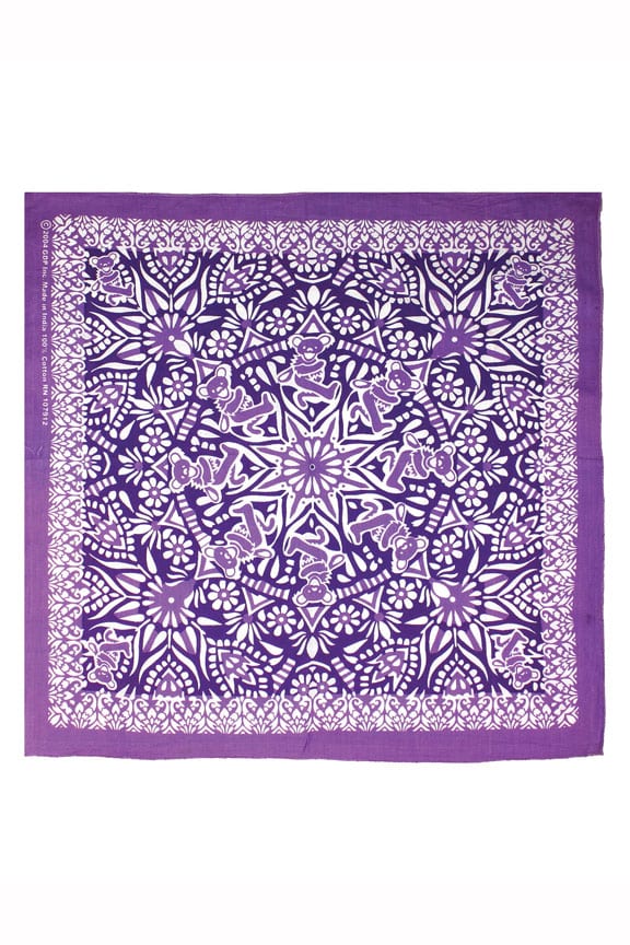 Grateful Dead bandana - Purple Dancing Bear Mandala kerchief