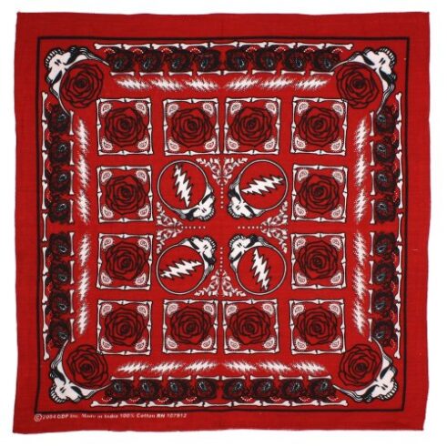 Grateful Dead bandana - Red Steal Your Face / Roses kerchief