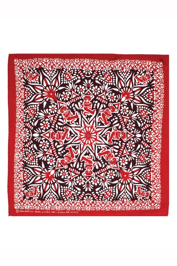 Grateful Dead bandana - Red Dancing Bear Mandala kerchief