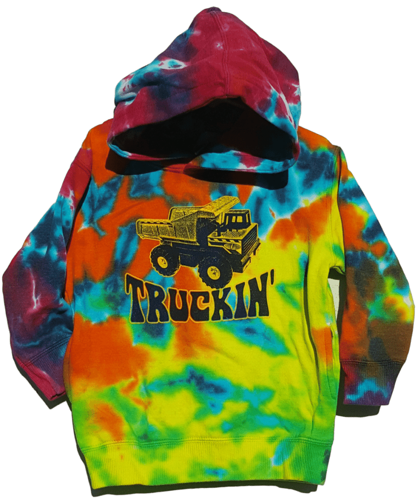 Truckin' tie-dye HOODIE for toddlers and youth - Grateful Dead hippie kids