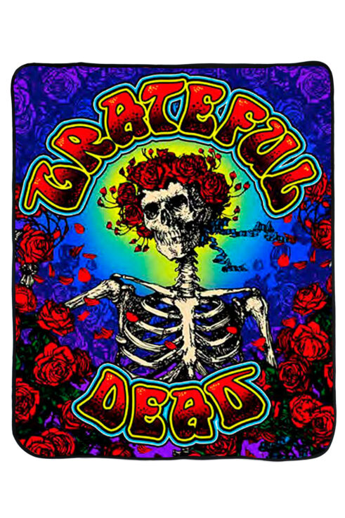 Bertha Skull and Roses fleece blanket - licensed Grateful Dead throw