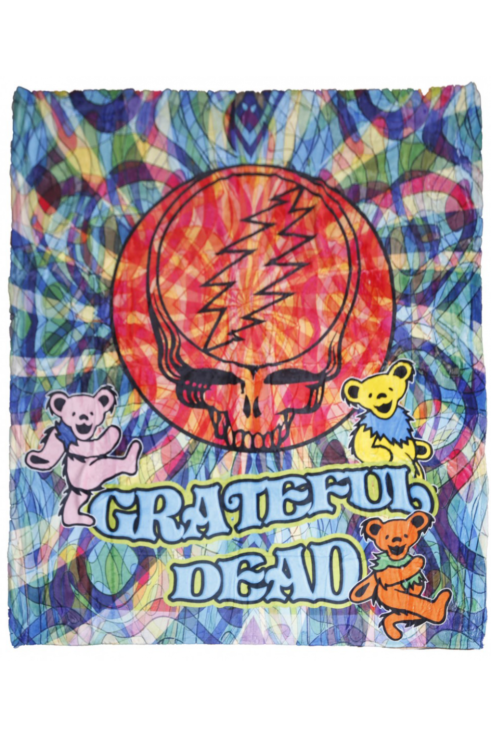 Steal Your Face Dancing Bears Swirls fleece blanket - licensed Grateful Dead psychedelic art throw